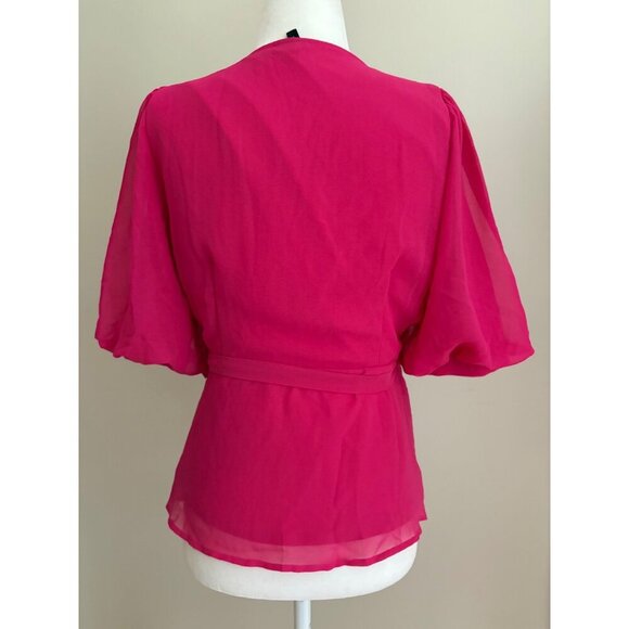 Vero Moda V-Neck True Wrap Blouse Top in Hot Pink Size Small Career - Picture 4 of 14